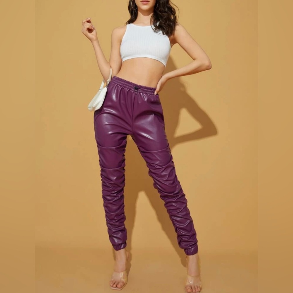 Purple leather pants